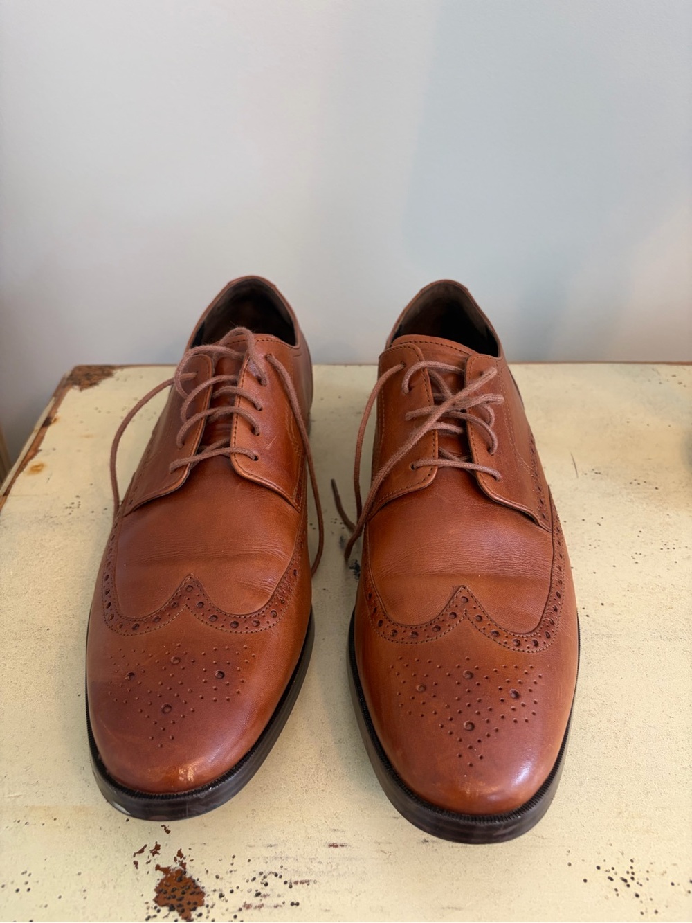 Cole Haan Men's Brown Leather Wingtip Dress Shoes